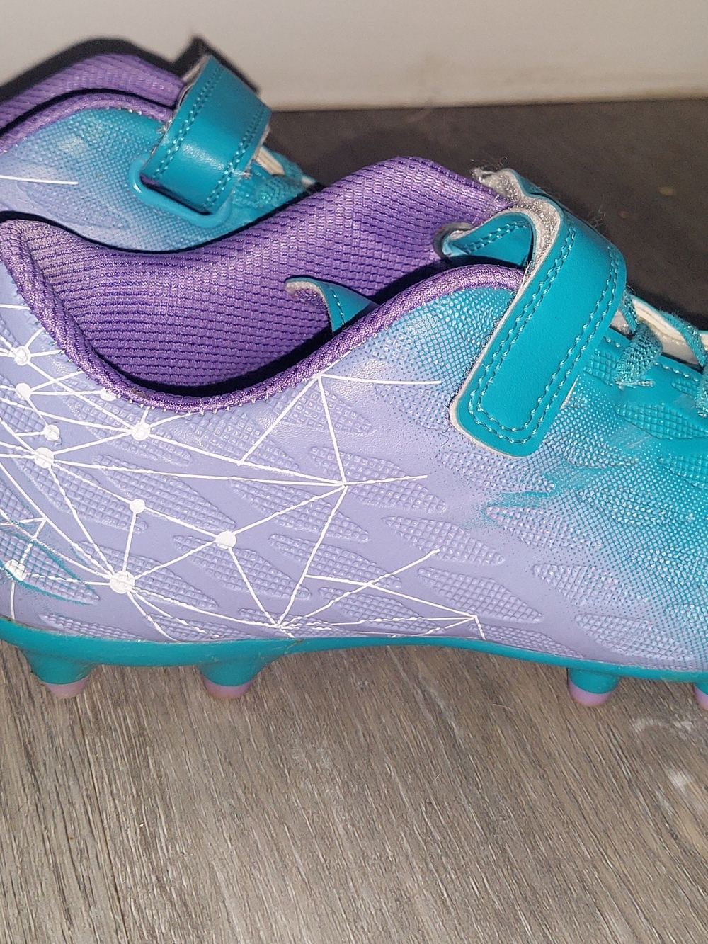 Brooman Kids Firm Ground Soccer Cleats Boys Girls Athletic Mint Purple - 4